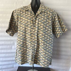 Pierre Cardin Men's XL Casual Button-Down Shirt Blue Purple Short Sleeve